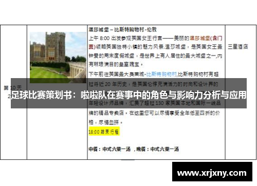 足球比赛策划书：啦啦队在赛事中的角色与影响力分析与应用