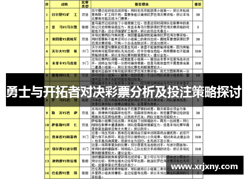 勇士与开拓者对决彩票分析及投注策略探讨